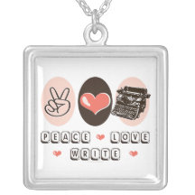 Peace Love Write Necklace