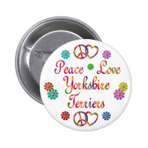 PEACE LOVE YORKSHIRE TERRIERS BUTTONS