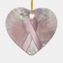 Peace On Angelic Wings Pink RibbonOrnament-Cust.