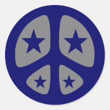 Peace Sign and Stars Round Stickers