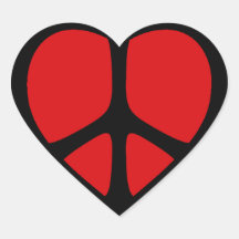 Peace Sign Heart Stickers