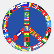 Peace Sign Made of Flags Products Sticker