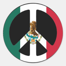 Peace Sign Mexico Round Stickers