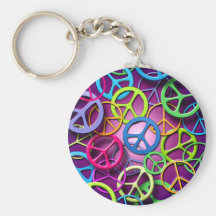 Peace Signs Collage Key Chain