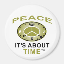 PEACE SYMBOL CLOCK Indoor Magnet 3 inch (White)