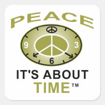 PEACE SYMBOL CLOCK Sticker Square Small (White)
