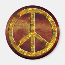 PEACE symbol - GOLD Fridge Magnets