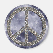 PEACE symbol  - SILVER Refrigerator Magnet