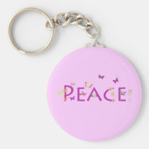 Peace with butterflies & flowers key chain
