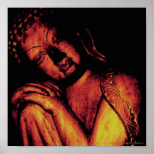 Peaceful Buddha Gold Poster