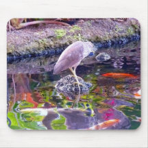 Peaceful pond with bird and kois mousepad