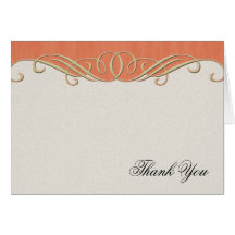 Peach and Sage Elegant Scroll Thank You Cards