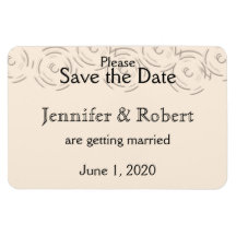 Peach Art Deco Circles Wedding Save the Date Vinyl Magnet
