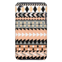 Peach Aztec Black Barely There iPod Cover