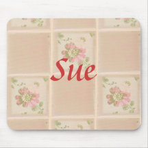 Peach Floral Tiles, Snack Mat Mouse Pad
