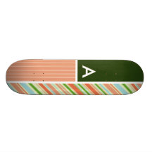 Peach & Forest Green Stripes; Striped Skate Decks