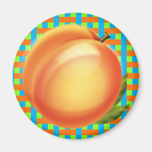 Peach Plaid Fridge Magnet