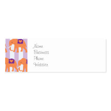 Peach Purple Elephants Hearts on Purple Stripes Business Card Template