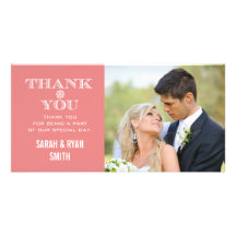 Peach Snowflake Wedding Photo Thank You Cards Photo Greeting Card
