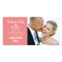 Peach Snowflake Wedding Photo Thank You Cards Photo Cards