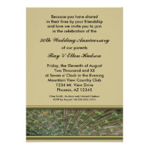 Peacock 50th Anniversary Party Invitations