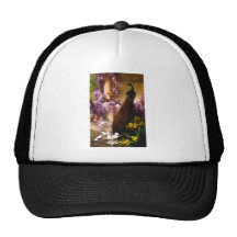 Peacock and Doves in a Garden Mesh Hats
