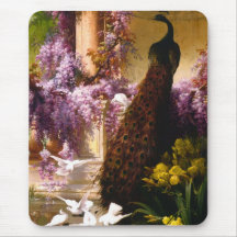 Peacock and Doves in a Garden Mousepads