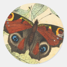 Peacock Butterfly Round Sticker