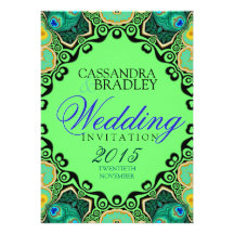 Peacock Butterfly Tribal Wedding Invitations