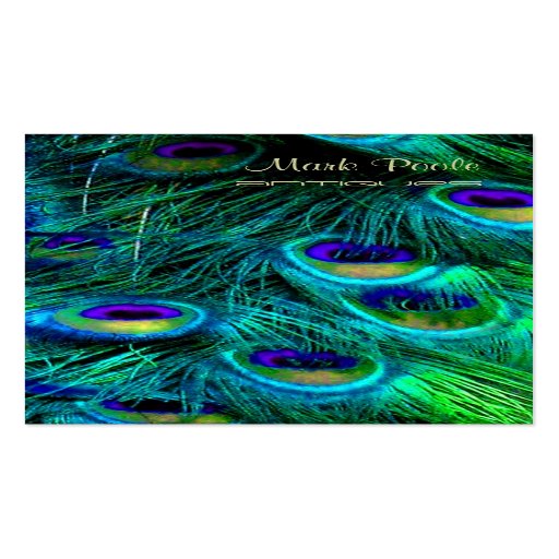 Peacock feather business cards, dark grey