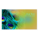 Peacock feather business cards, golden rod