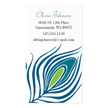 Peacock Feather Calling Card Business Card Template