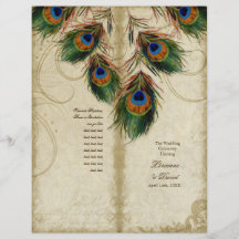 Peacock & Feather Elegant Matching Wedding Program Flyer Design