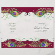 Peacock Feather n Swirls -  Formal Wedding Program Flyer Design