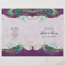 Peacock Feather n Swirls -  Formal Wedding Program Full Colour Flyer