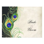Peacock Feathers Black Damask RSVP Response Card Custom Announcements