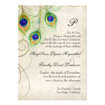 Peacock Feathers Black Damask Wedding Stationery Personalized Invitation