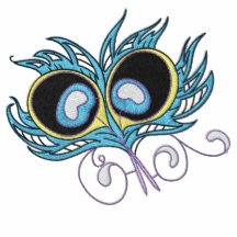 Peacock feathers embroidered women's polo shirt