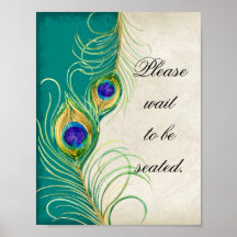 Peacock Feathers Wedding Photography Booth Sign Print