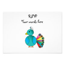 Peacock in blue personalized announcement