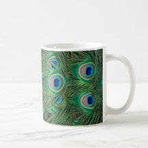 peacock plumage coffee mugs