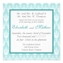 Peacock Tail Damask  Wedding Invitation