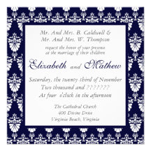 Peacock Tail Damask  Wedding Invitation