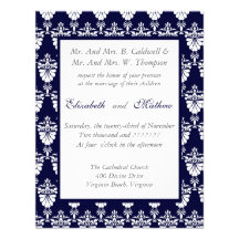 Peacock Tail Damask  Wedding Invitation