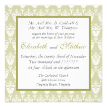 Peacock Tail Damask  Wedding Invitation