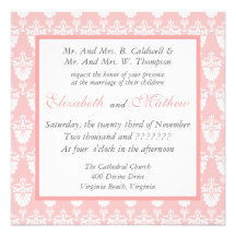 Peacock Tail Damask  Wedding Invitation