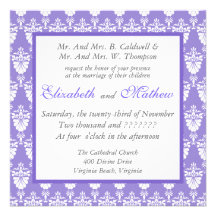 Peacock Tail Damask  Wedding Invitation