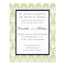 Peacock Tail Damask  Wedding Invitation