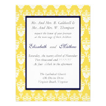 Peacock Tail Damask  Wedding Invitation