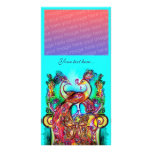 PEACOCKS IN LOVE ,red blue turquase green Customized Photo Card